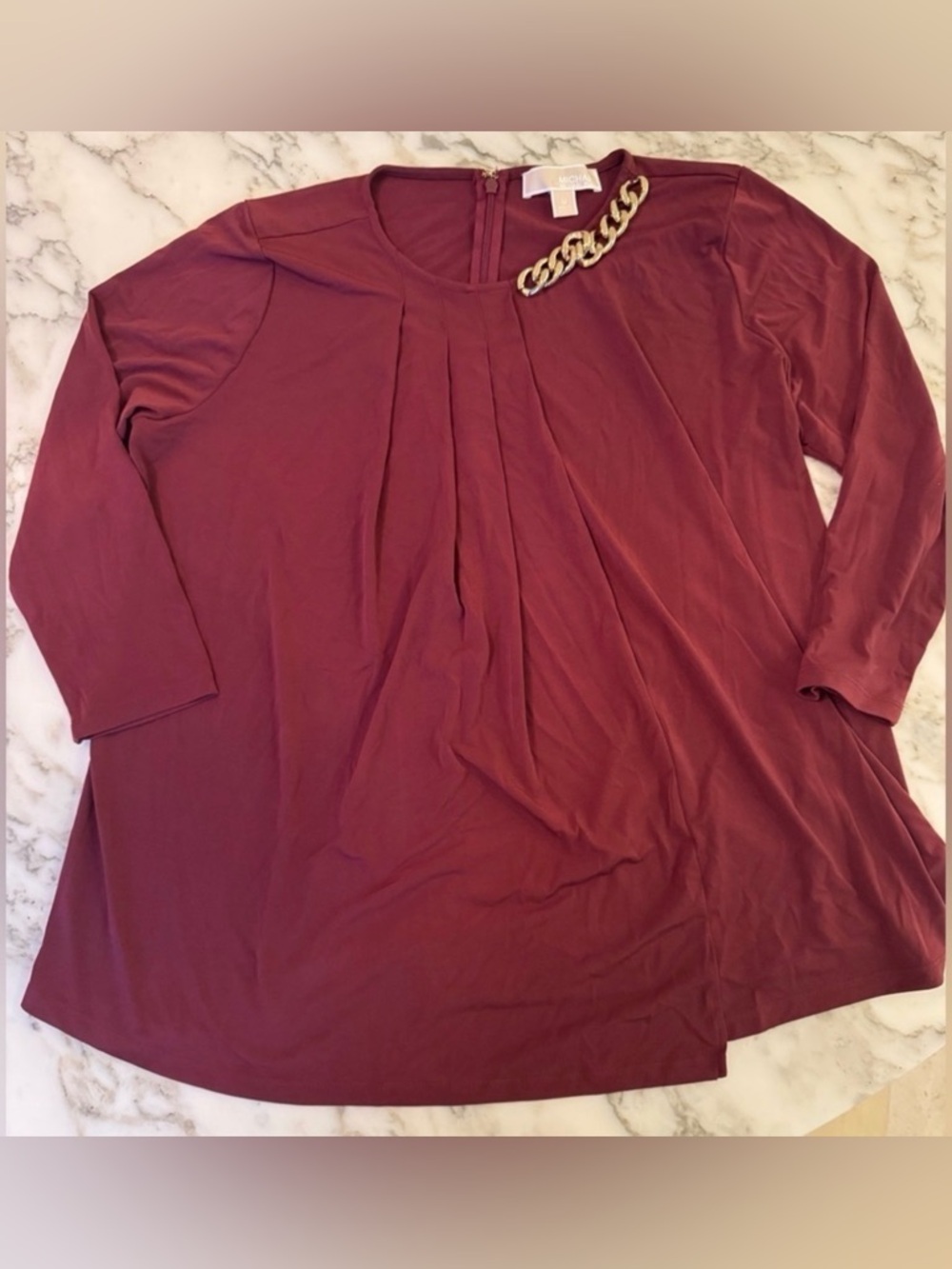 NWOT Michael Kors Burgundy Tunic Blouse Sz Medium